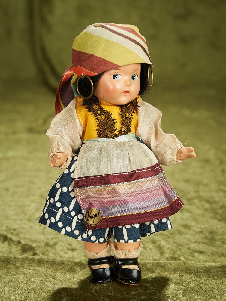 8" Composition Toddles as peasant girl with labeled costume, c. 1938. $400/500