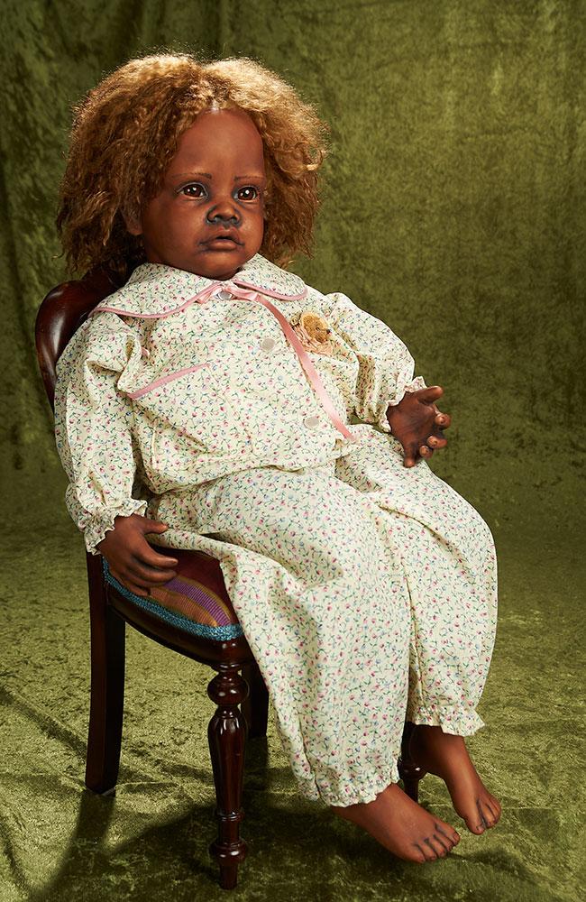 25" Bisque brown-complexioned child doll "Marida" by Pauline Middleton, 1991. $600/900