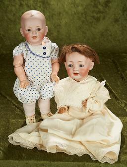 15"-16" Pair of German bisque character babies by Kestner with excellent bisque.