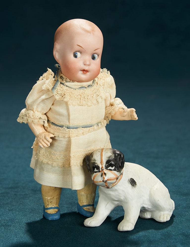 German Bisque Googly by Gebruder Heubach and His Little Pup 500/700