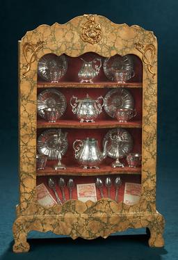 Outstanding French Wooden Cabinet with Original Silverplate Service  1200/1600