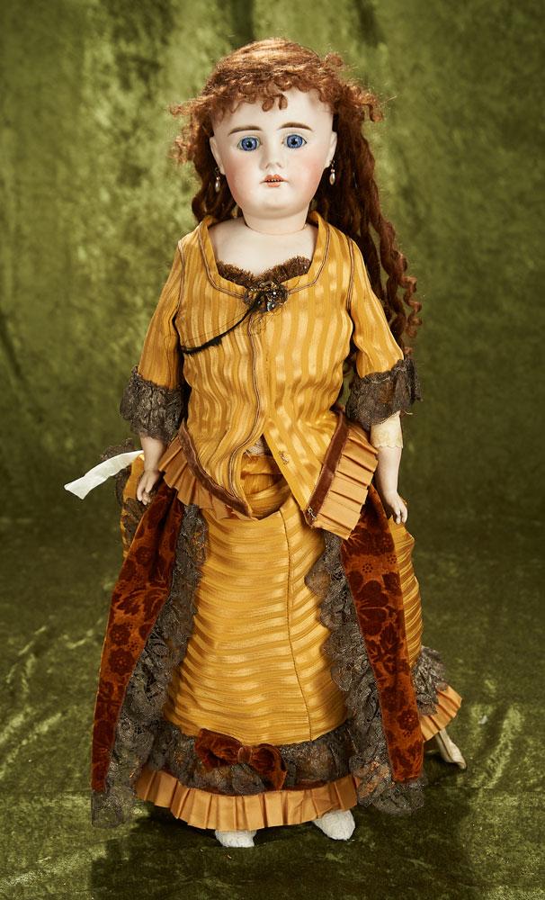 22" Sonneberg bisque lady doll with swivel head, resembling S&H 900 series dolls