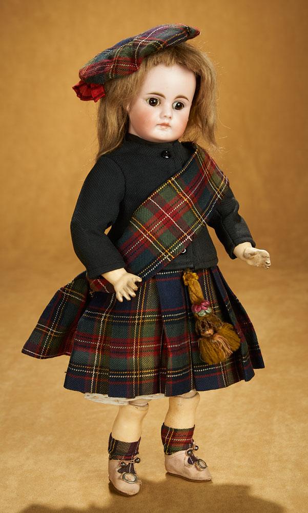 Sonneberg Bisque Closed Mouth Doll, Model 204, Bahr and Proschild in Original Costume 800/1100