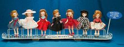 Rare Original Store Display Rack for Betsy McCall Dolls Featuring Seven Dolls in 1957  900/1300