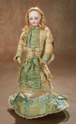 Petite French Bisque Poupee, Size 0, with Piquant Smile and Original Costume 1200/1600