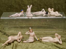 3"-5" Seven German all-bisque bathing beauties in various poses