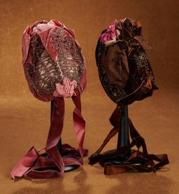 Two Lovely Velvet and Bead Bonnets  $500/700