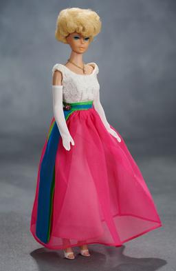 Platinum Bubble Cut Barbie, 1964 era, Wearing #1638 "Fraternity Dance" Outfit $200/300