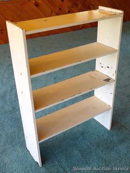 Rustic shelves are 3-1/2' tall and 2-1/2' wide by 9". Some chipping, etc.