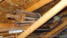 All the wood in the rafters of the shed including 2 x 12", 2 x 4", 1 x 6", 1 x 8", oak trim, wooden