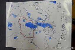 Three Pike Lake map prints, drawn by John Berg; Two Northern WI Fishing Map Guides - one is for