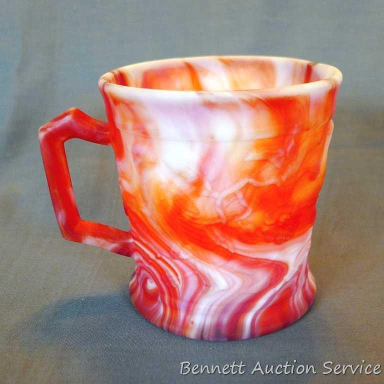 Imperial Glass red slag glass Robin mug No. 210 (shaving mug / planter) stands 3-1/2" tall. No chips