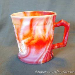 Imperial Glass red slag glass Robin mug No. 210 (shaving mug / planter) stands 3-1/2" tall. No chips