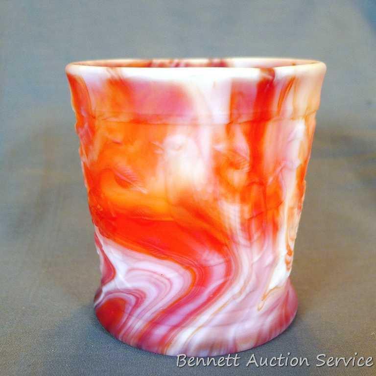 Imperial Glass red slag glass Robin mug No. 210 (shaving mug / planter) stands 3-1/2" tall. No chips