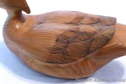 Wood duck carved out of butternut by Irv Phillips is nearly 15" overall.