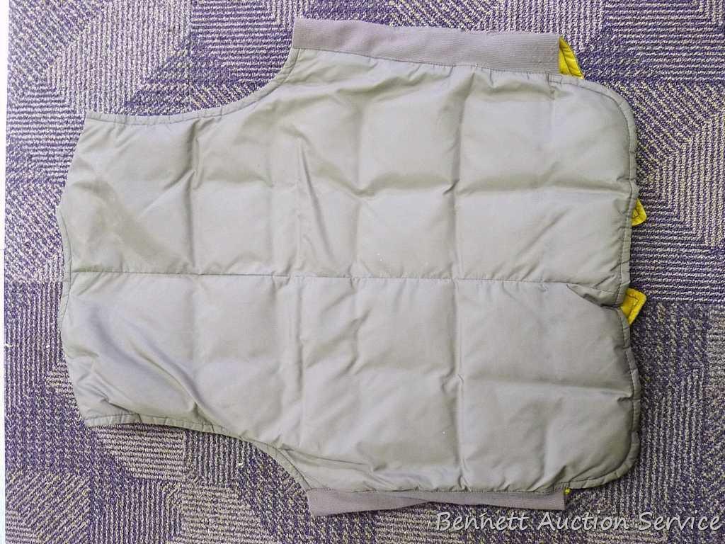 Eddie Bauer insulated goose down vest, size 42; Eddie Bauer insulated goose down shirt and pant set,