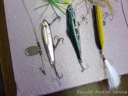 Creek Chub Striper Strike and other fishing lures up to 5" long. Includes several little rattlers.