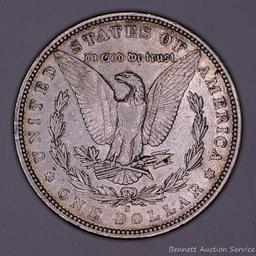 1884 S Morgan silver dollar.