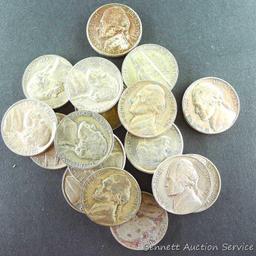 1941-1971 Jefferson nickels. Includes silver war nickel. Some gaps in dates.