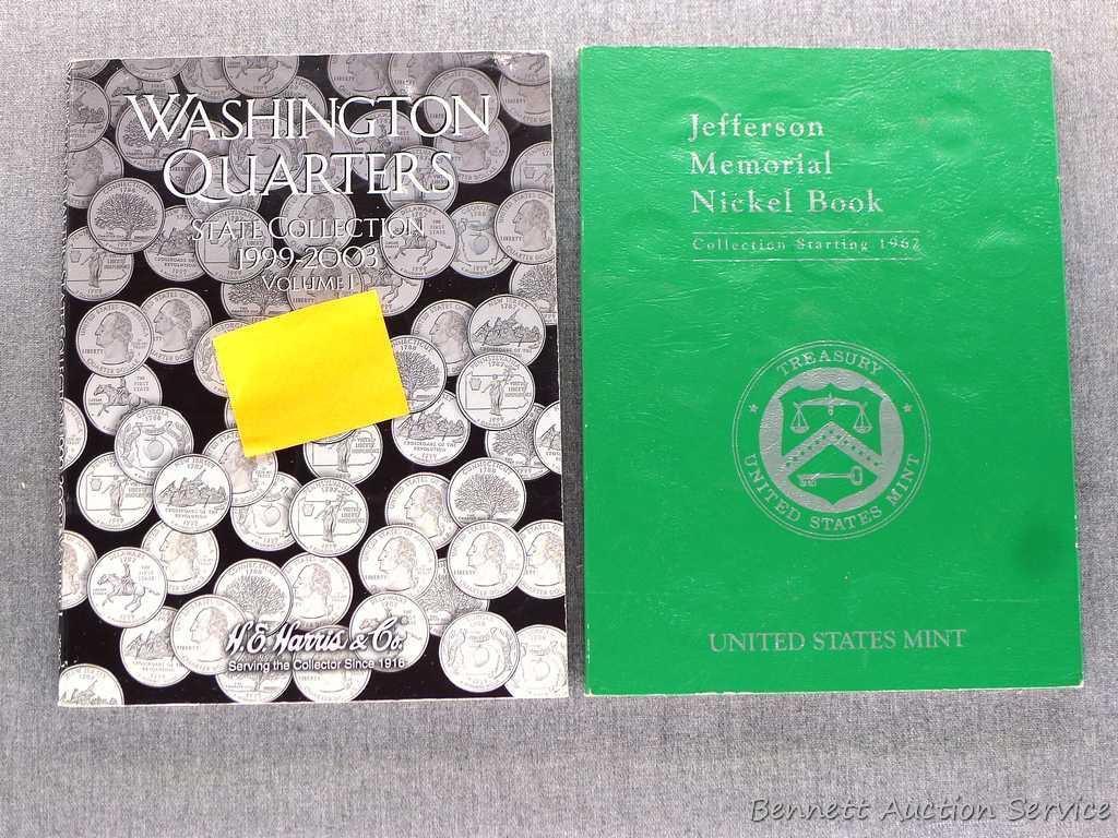 Volume 1 of Statehood quarters 1999-2003; Incomplete Jefferson Memorial Nickel book.