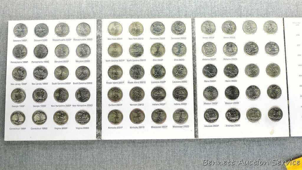 Volume 1 of Statehood quarters 1999-2003; Incomplete Jefferson Memorial Nickel book.