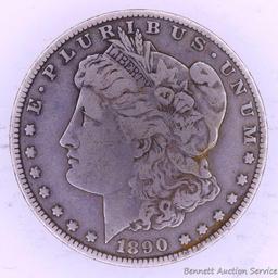 1890 S Morgan silver dollar.