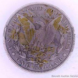 1890 S Morgan silver dollar.