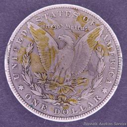 1890 S Morgan silver dollar.