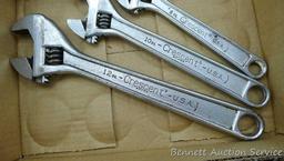 Crescent brand adjustable wrenches, 12", 10" and 8".