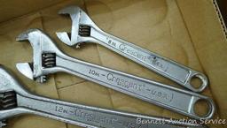 Crescent brand adjustable wrenches, 12", 10" and 8".