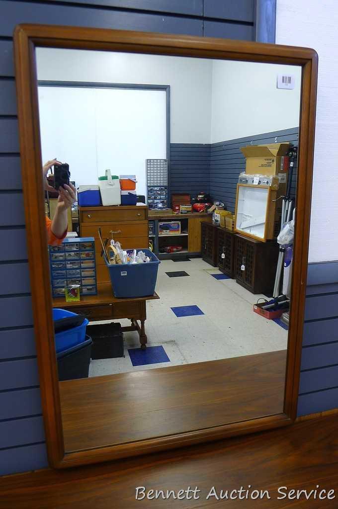 Gorgeous Lane six drawer dresser with mirror and storage cabinet. Approx. 64" l x 18" d x 70" h. All