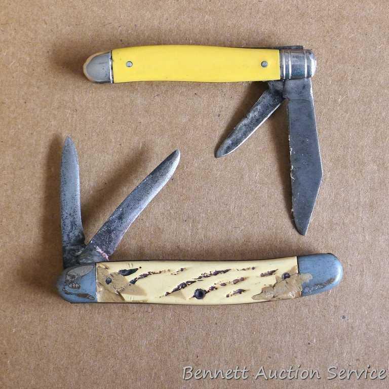 Knives marked Winchester and other up to 7". Plus an 11" sharpening steel and a Taylor fob compass.