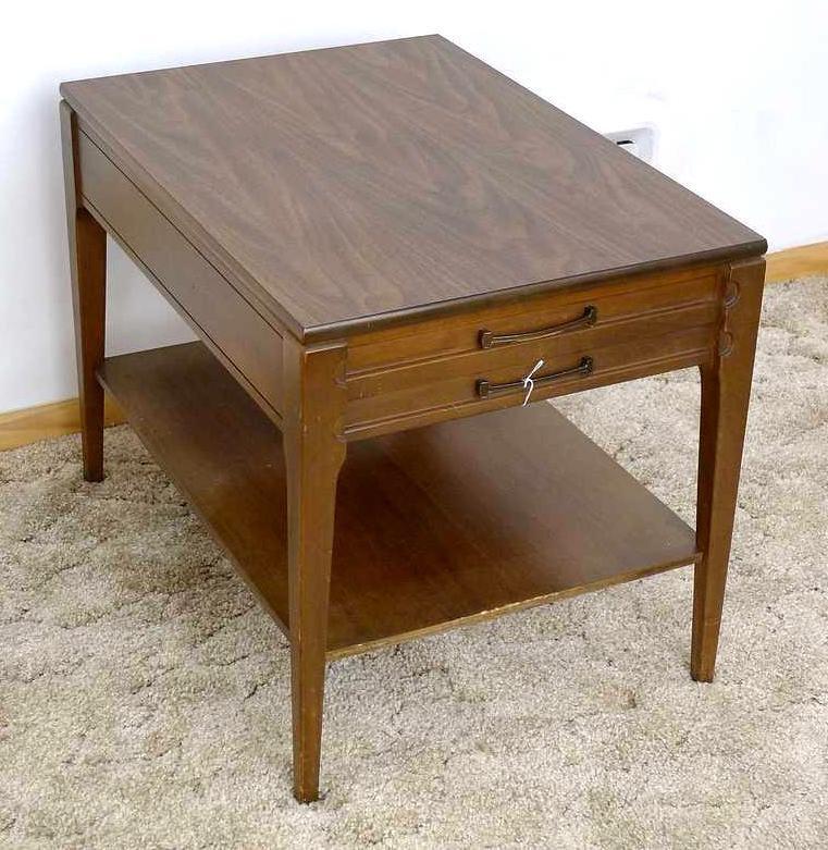 Mersman end table measures approx. 27" x 19" wide x 21" high and has one dove tailed drawer. Table