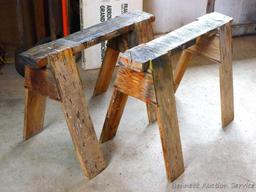 Pair of handmade sawhorses are 3' x 2' and feel sturdy.