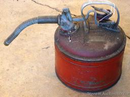 Vintage metal safety proof gas can. Stamped " Protectoseal Co., Chicago. Approx. 12" w x 14" h. Few