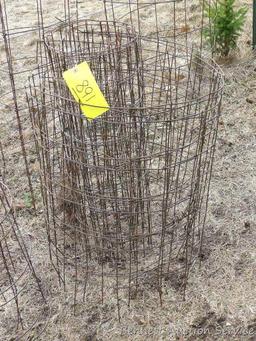 Heavy duty tomato cages, fencing sections and cages up to 4-1/2' tall. Squares measure 6"x6".