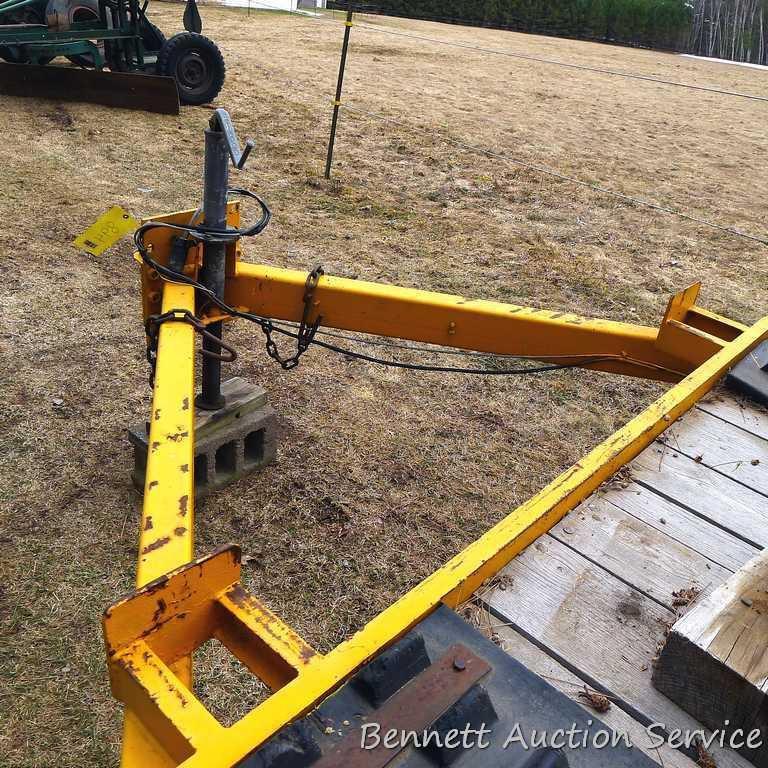 Well built equipment trailer with double hinged ramps, lift off fenders, adjustable height hitch and