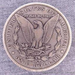 1881-S Morgan silver dollar. Pleasant uniform toning.
