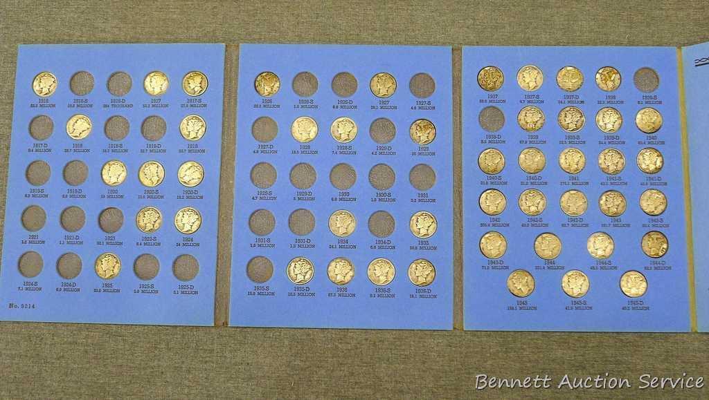 47) silver Mercury dimes in book, 1916 to 1945. Unverified.