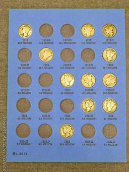 47) silver Mercury dimes in book, 1916 to 1945. Unverified.