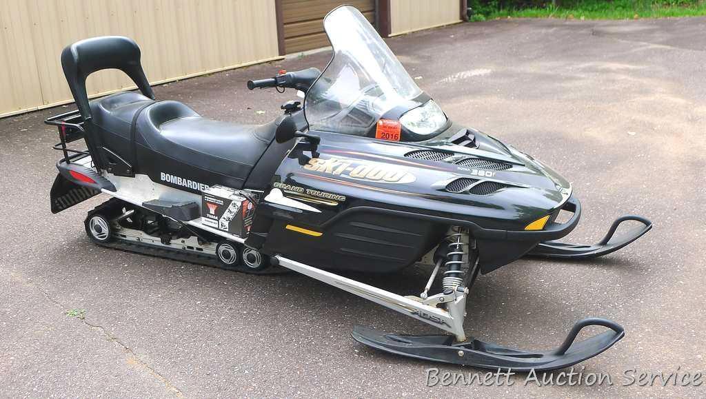 2002 Ski Doo Bombardier Grand Touring two-up snowmobile with Rotax 380F engine; RER Rotax electronic