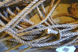 Three hanks of rope up to 1/2" diameter. Two are natural fiber, one is synthetic.