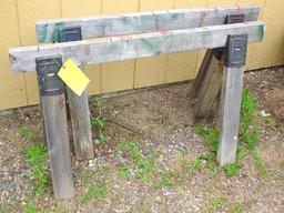 Pair of 2 x 4 wooden sawhorses. Approx. 42"" x 25" high.