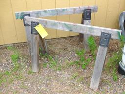 Pair of 2 x 4 wooden sawhorses. Approx. 42"" x 25" high.