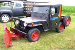 Watch the video: 1949 Willys Jeep has been fitted with a swiveling plow. Vin # CJ3A10098. Starts and