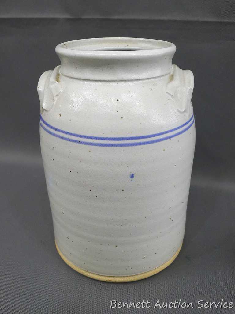 House Wine ceramic jug with pour spout is 7" dia. X 11" tall and was donated by Andrew Mondeik. No