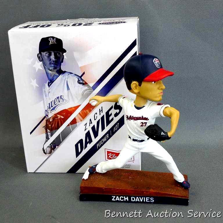 Zach Davies bobble head is 7" tall x 5" was donated by the Milwaukee Brewers.