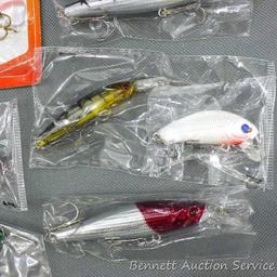 Assortment of NIP fishing lures are 3-1/4" long and are donated by BS Sports.