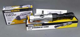 NIP Central Pneumatic 3/8" butterfly air impact wrench and 3/8" Professional air ratchet donated by