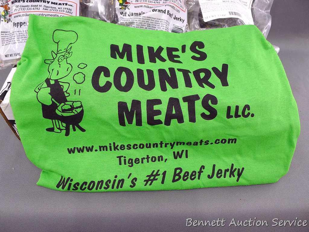 Assortment of Mike's Country beef jerky includes regular, pepper, maple brown sugar, and more;